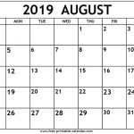 August 2019 Calendar Template Free Printable Calendar