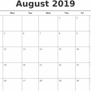 August 2019 Calendar Template Time Scheduler Free Printable