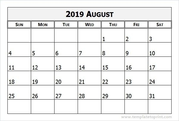 August 2019 Calendar Word August August2019 2019calendar