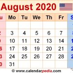 August 2020 Calendars For Word Excel Pdf