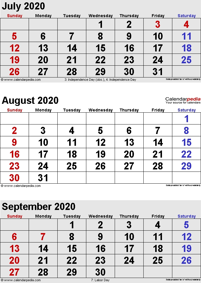 August 2020 Calendars For Word Excel Pdf