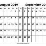 August And September 2019 Calendar Printable Calendar 2019