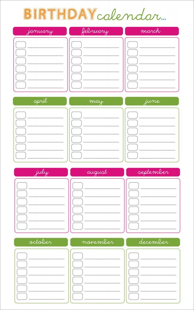 Birthday Calendar Calendar Template Awana Birthday Calendar