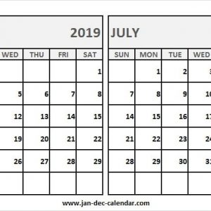 Black And White Calendar 2019 June July Fresh Month Calendar