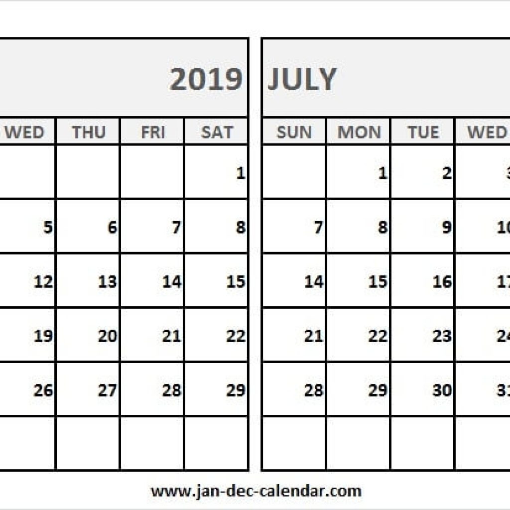 Black And White Calendar 2019 June July Fresh Month Calendar