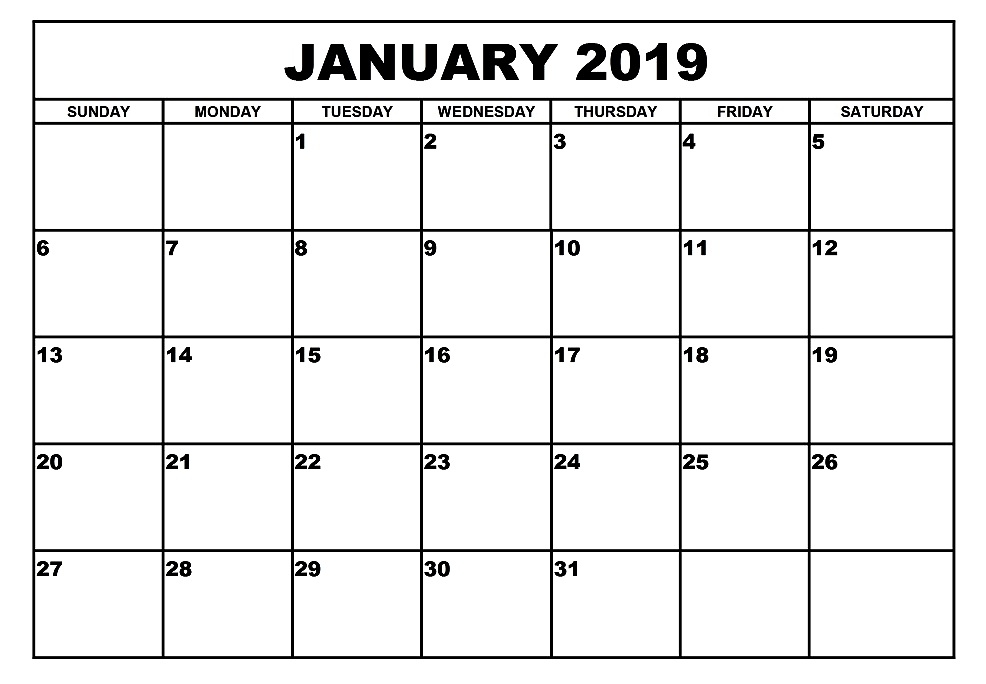 Blank Calendar January 2019 Free Printable Calendar Templates And