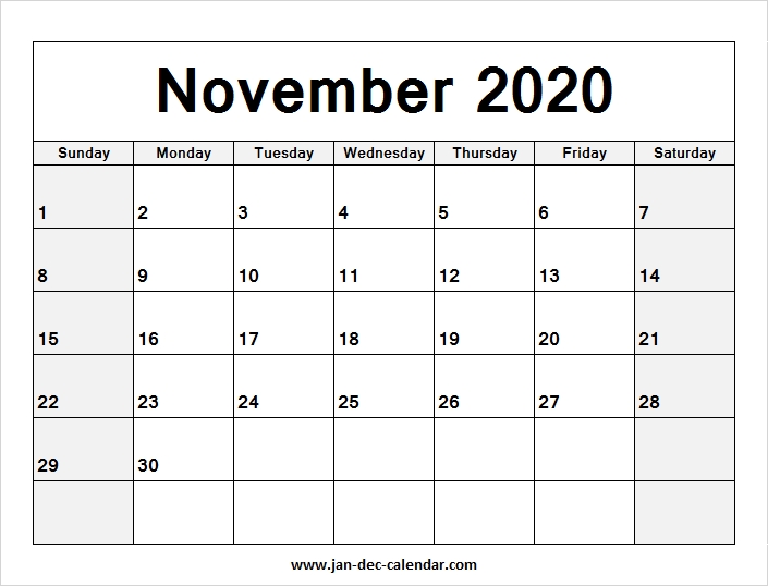 Blank Calendar November 2020 January December Calendar June 2019