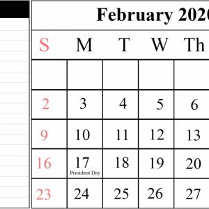 Blank February 2020 Calendar Printable Template Pdf Word Excel