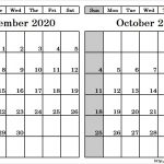 Blank Two Month September October 2020 Calendar Printable Template