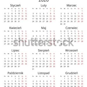 Calendar 2020 Year Poland Country Polish Stock Vector Royalty Free