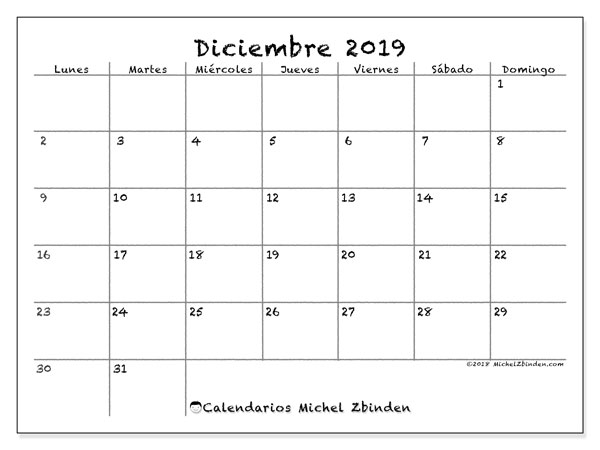 Calendario Diciembre 2019 77ld Michel Zbinden Es