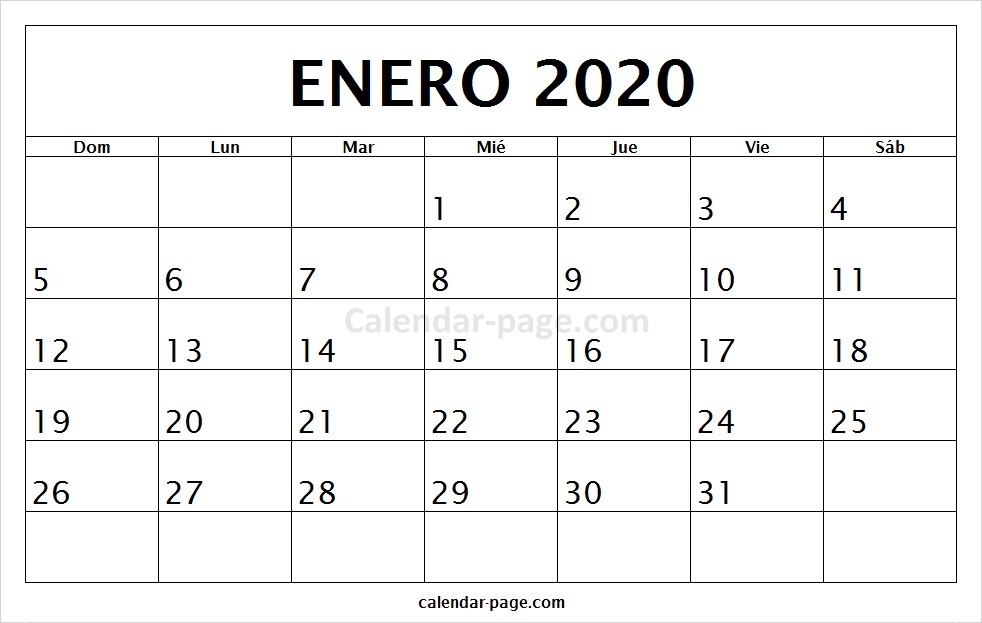 Calendario Enero 2020 En Blanco | Qualads