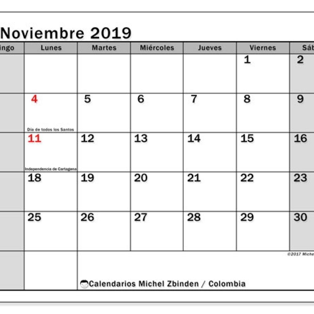 Calendario Noviembre 2019 Colombia Michel Zbinden Es