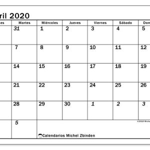 Calendarios Abril 2020 Ld Michel Zbinden Es