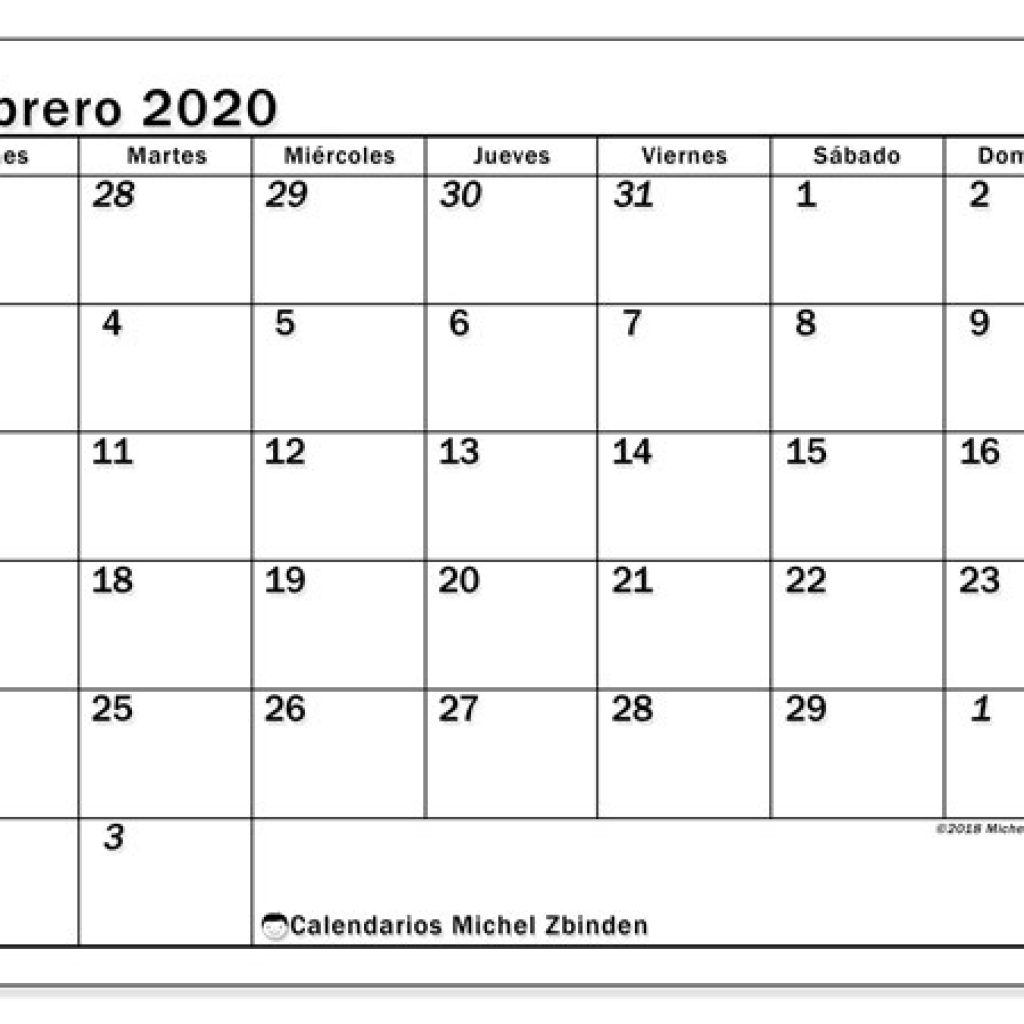 Calendarios Febrero 2020 Ld Michel Zbinden Es