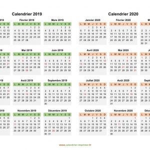 Calendrier 2019 2020 Imprimer