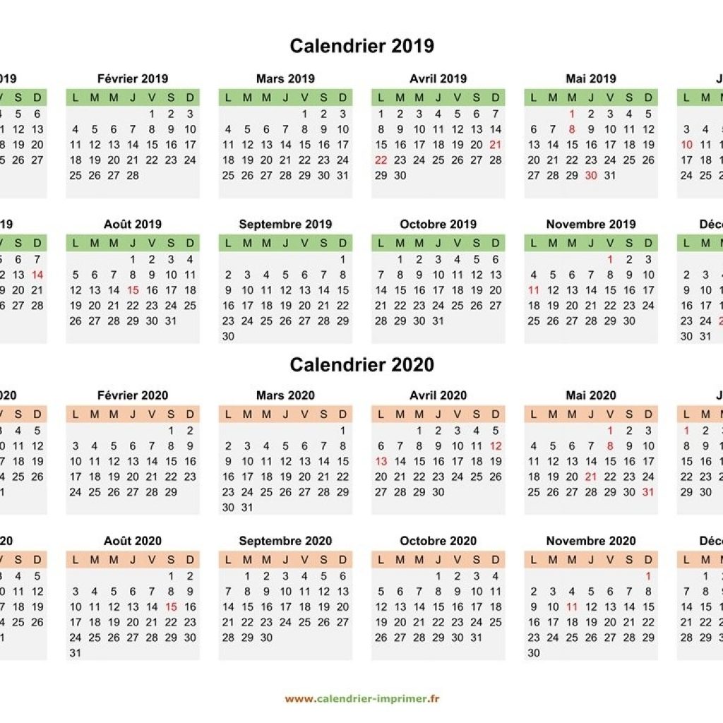 Calendrier 2019 2020 Imprimer