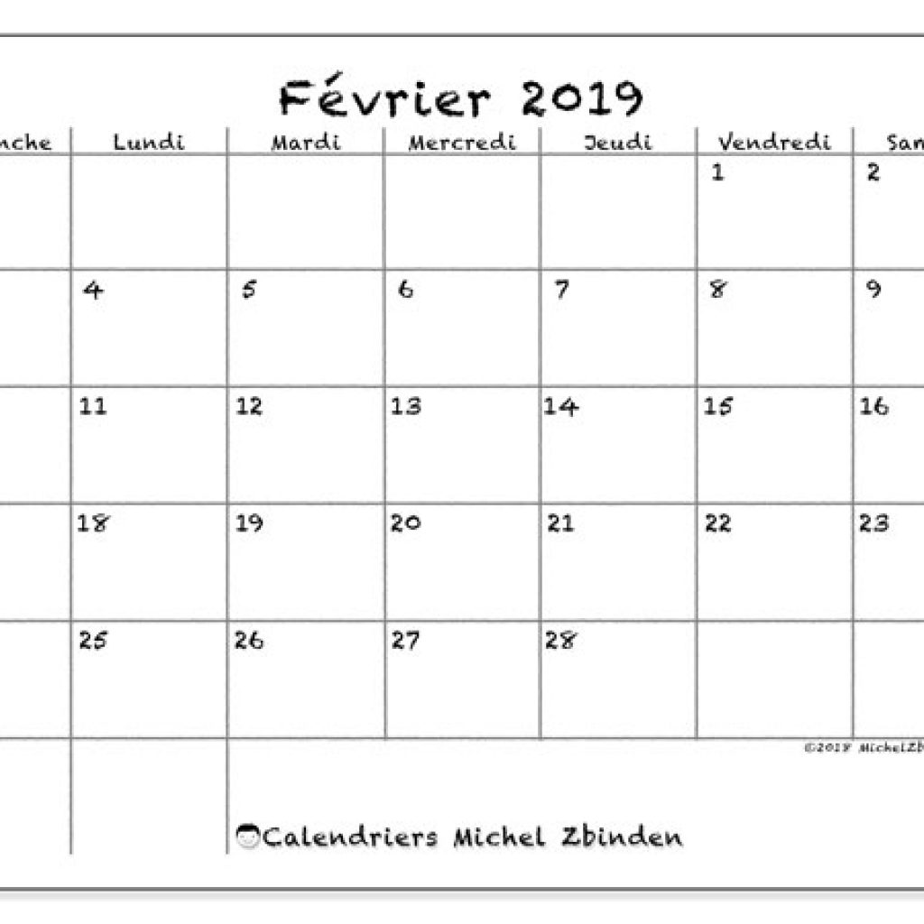 Calendrier Fvrier 2019 77ds Michel Zbinden Fr