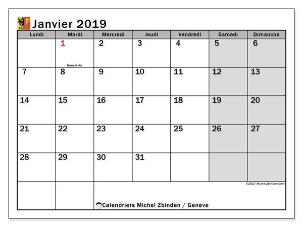 Calendrier Janvier 2019 Canton De Genve Michel Zbinden Fr