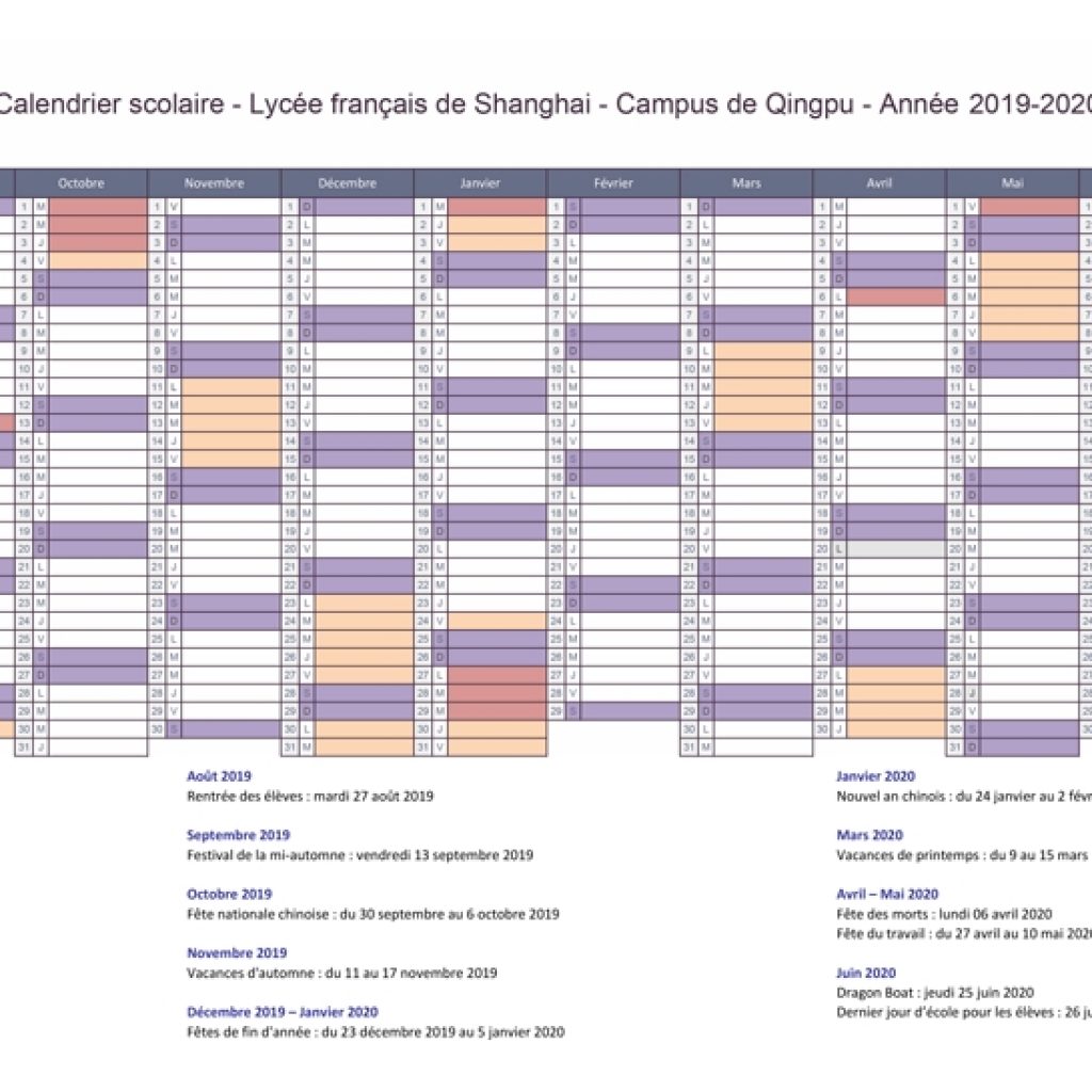 Calendrier Scolaire Lyce Franais De Shanghai