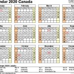 Canada Calendar 2020 Free Printable Pdf Templates