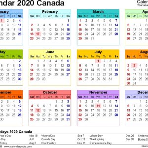 Canada Calendar 2020 Free Printable Pdf Templates