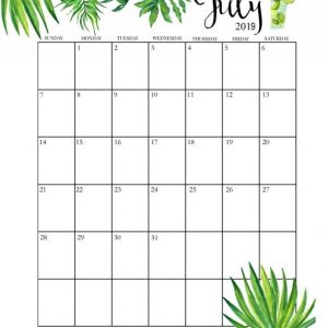 Cute July 2019 Calendar Calendar 2019 July Calendar Printable