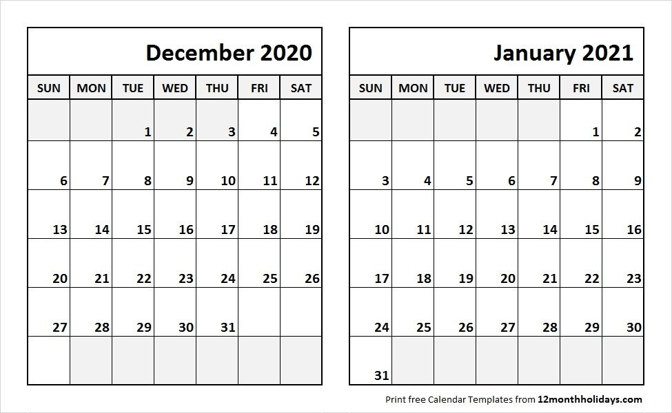 Dec 2020 Jan 2021 Calendar Template 2018 Calendar 2021 Calendar