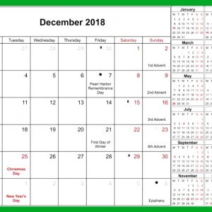 December 2018 Calendar With Holidays Hindu Tamil Telugu Kannada