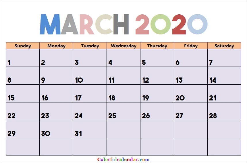 Download Cute March 2020 Calendar Design In Jpg 2020 Calendar