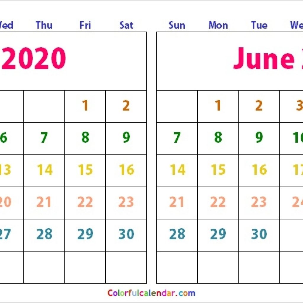 Download May June 2020 Calendar Colorful Design 2020 Calendar