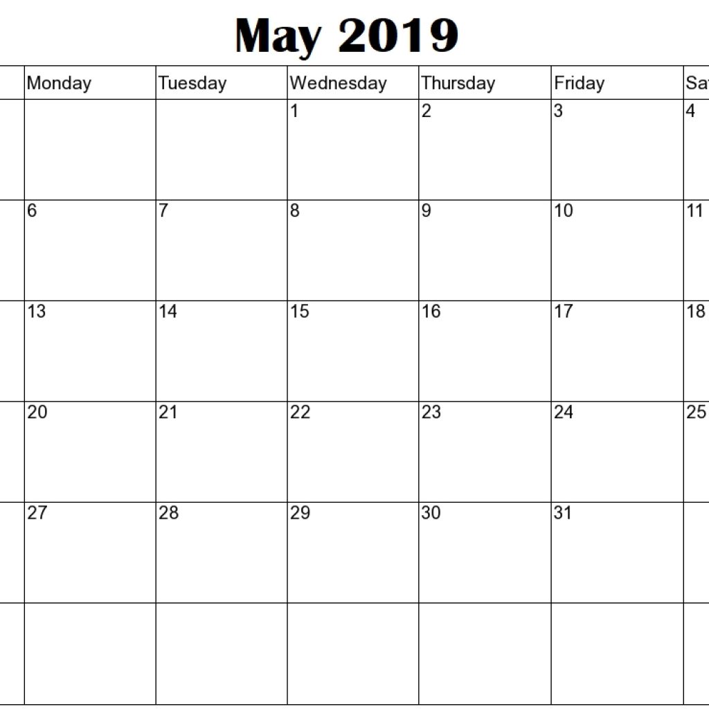 Editable May 2019 Calendar Printable Template With Holidays