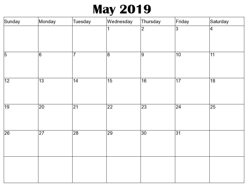 Editable May 2019 Calendar Printable Template With Holidays