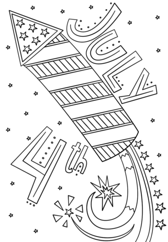 Fourth Of July Fireworks Doodle Coloring Page Free Printable