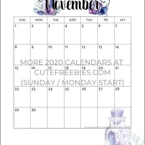 Free Printable 2019 2020 Calendar Crystal Gems 2020 Calendar