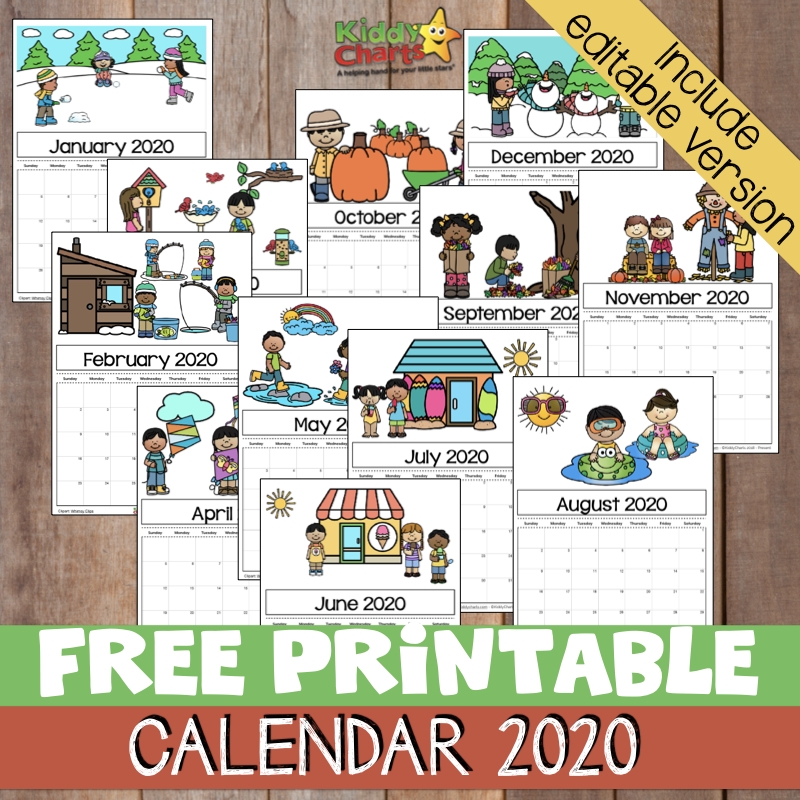 Free Printable 2020 Calendar For Kids Including An Editable Version