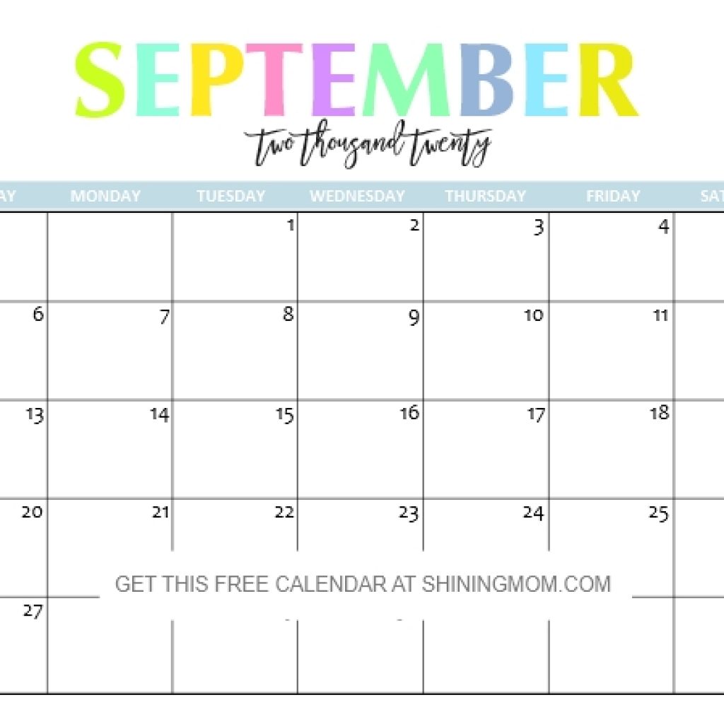 Free Printable 2020 Calendar So Beautiful Colorful