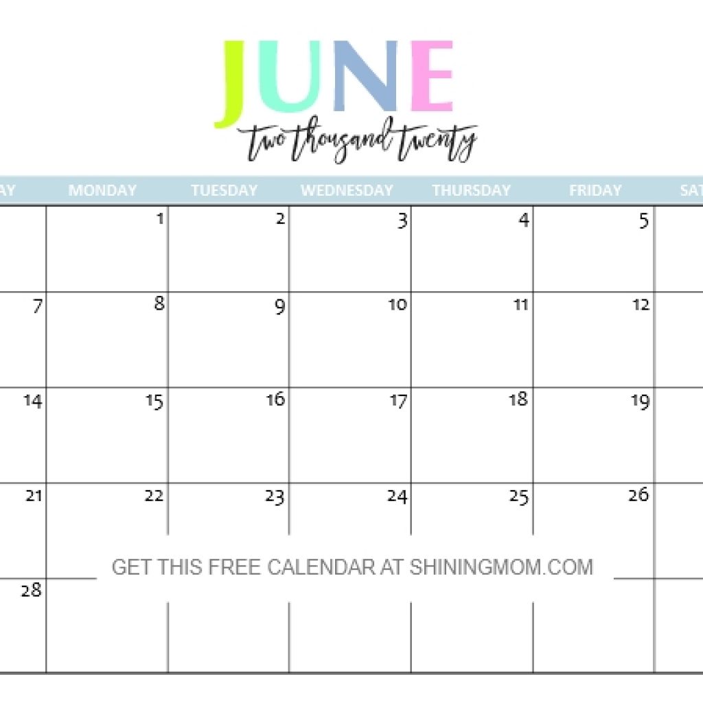 Free Printable 2020 Calendar So Beautiful Colorful