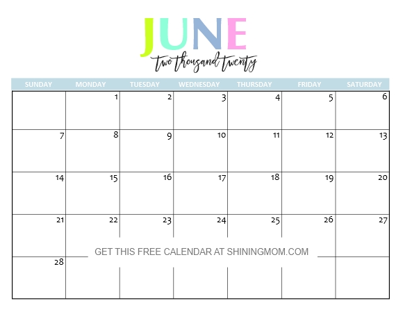 Free Printable 2020 Calendar So Beautiful Colorful