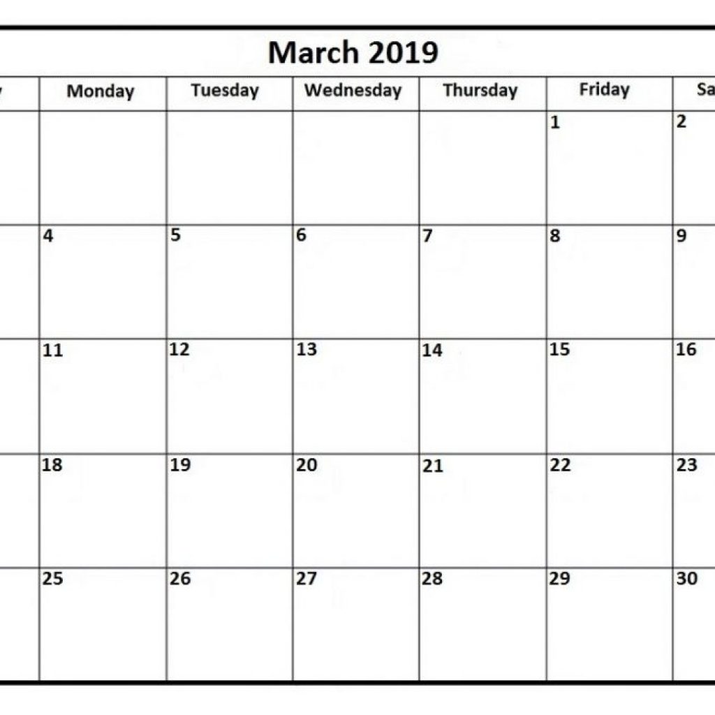 Free Printable March 2019 Calendar Portrait Landscape Free