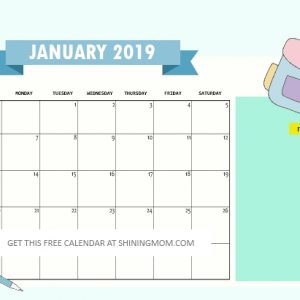 Free School Calendar 2019 2020 With Weekly Student Planner