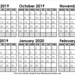 Free September 2019 February 2020 Calendar Print Template