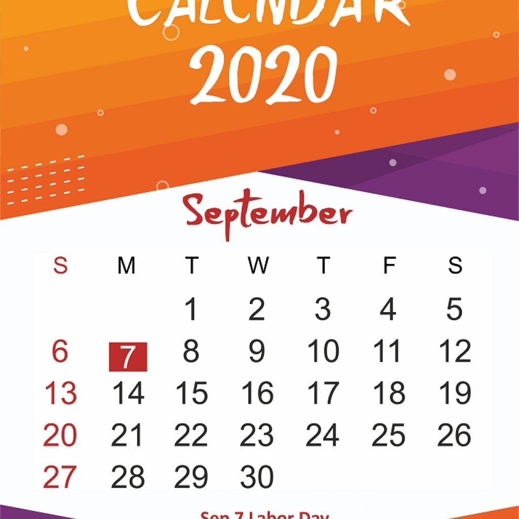 Free September 2020 Printable Calendar Template In Pdf Word Excel