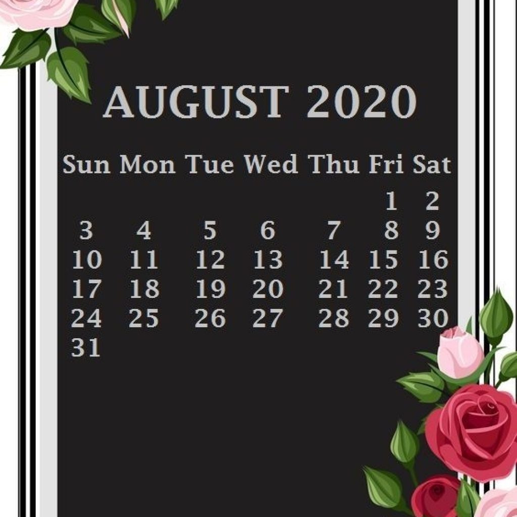 Iphone August 2020 Calendar Wallpaper Monthly Calendar Template