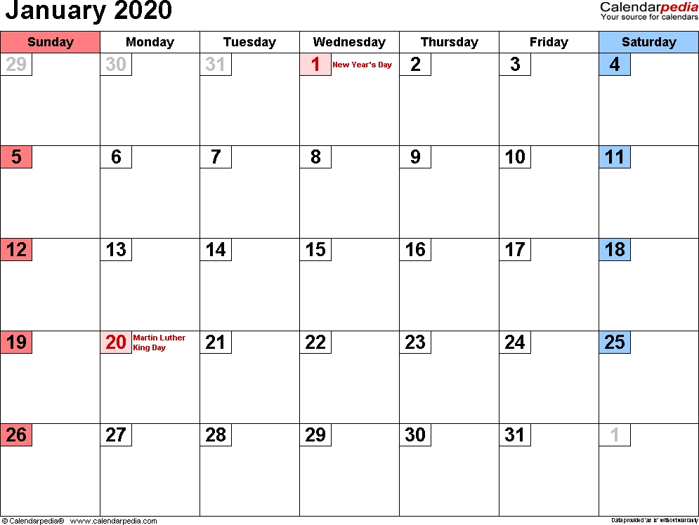 January 2020 Calendar Excel Calendar Printables Excel Calendar