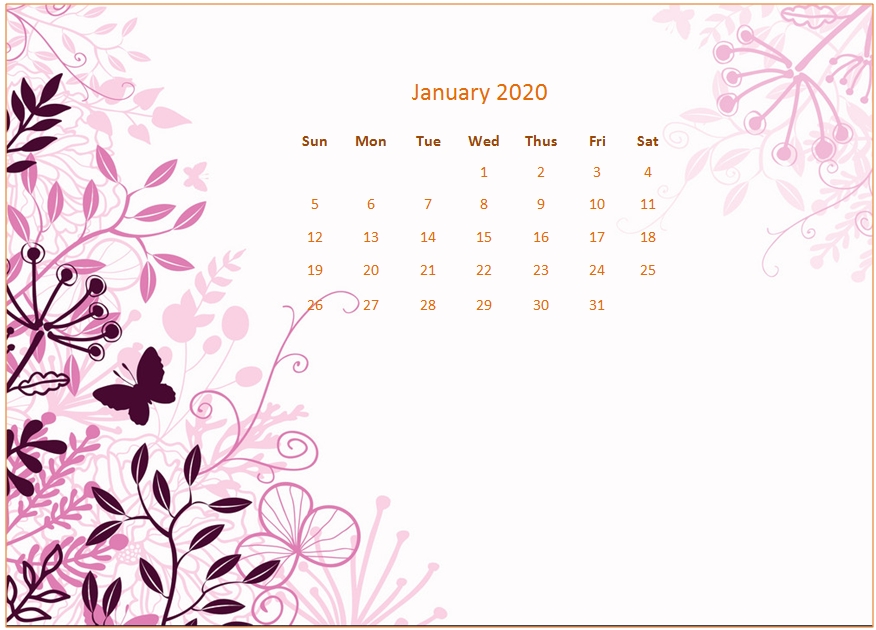 January 2020 Desktop Calendar Wallpaper Monthly Calendar Templates