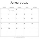 January 2020 Editable Calendar With Holidays