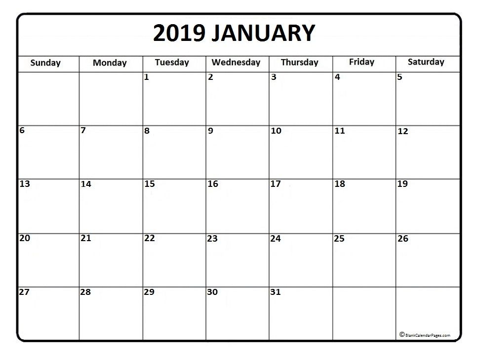 January Calendar Printable January Calendar 2019 Printable And