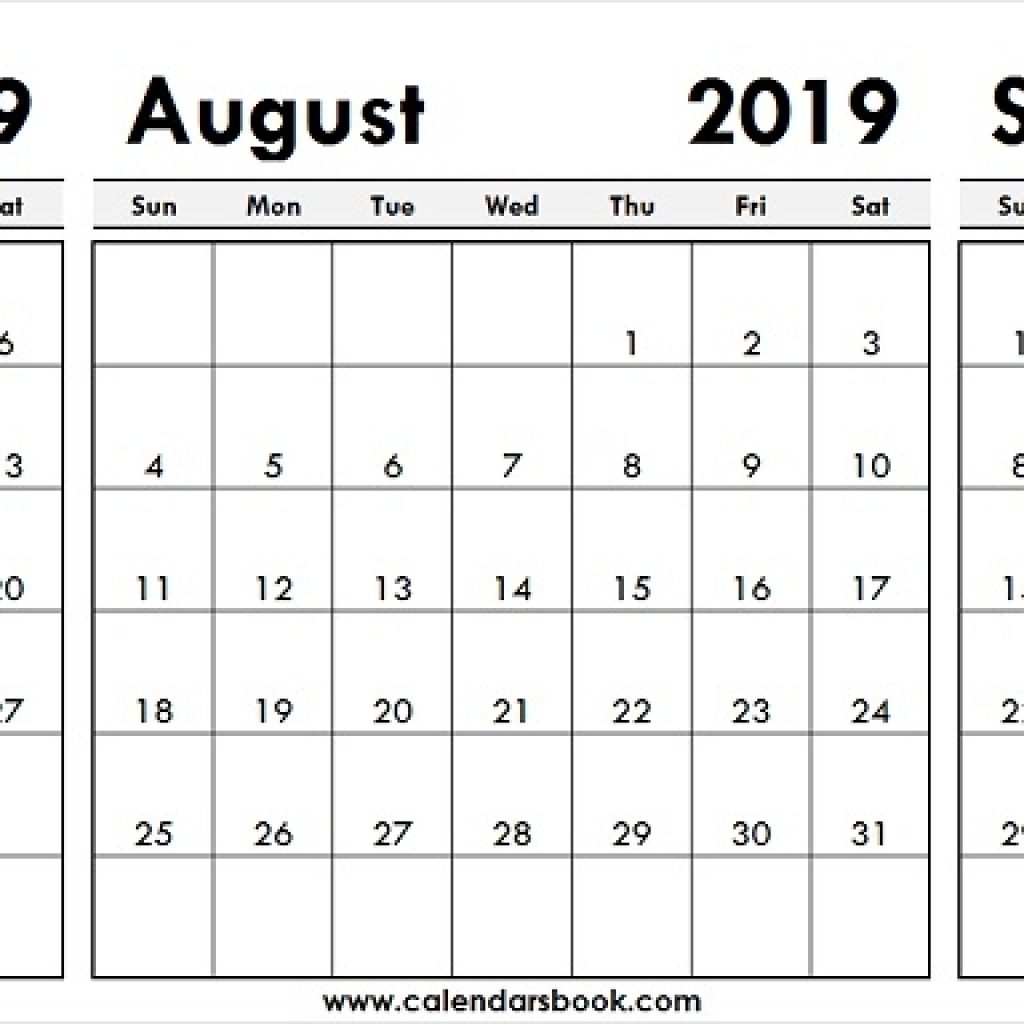 July August September 2019 Calendar Template 3 Month Printable