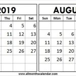 July To August 2019 Calendar Print Template 2019 Blank Calendar Free